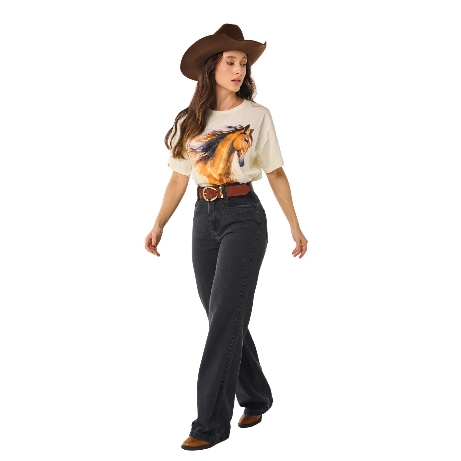 Calça Wide Leg Feminina Estradeira Black