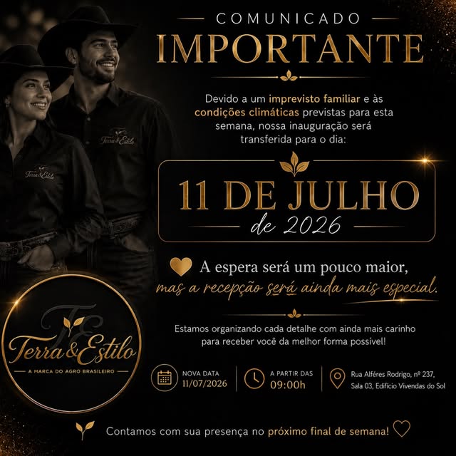 Comunicado de inauguração Terra & Estilo